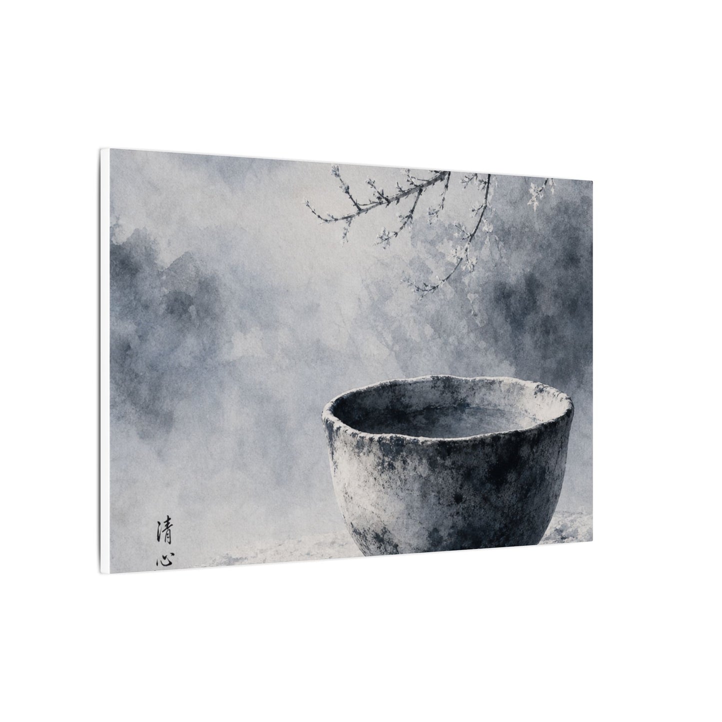 Seijaku Ceramic Bowl Canvas Art - Zen Sumi E