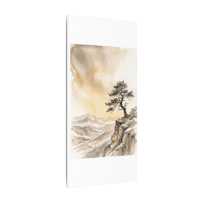 Pine Tree Canvas Art | Winter Japandi Watercolor Art