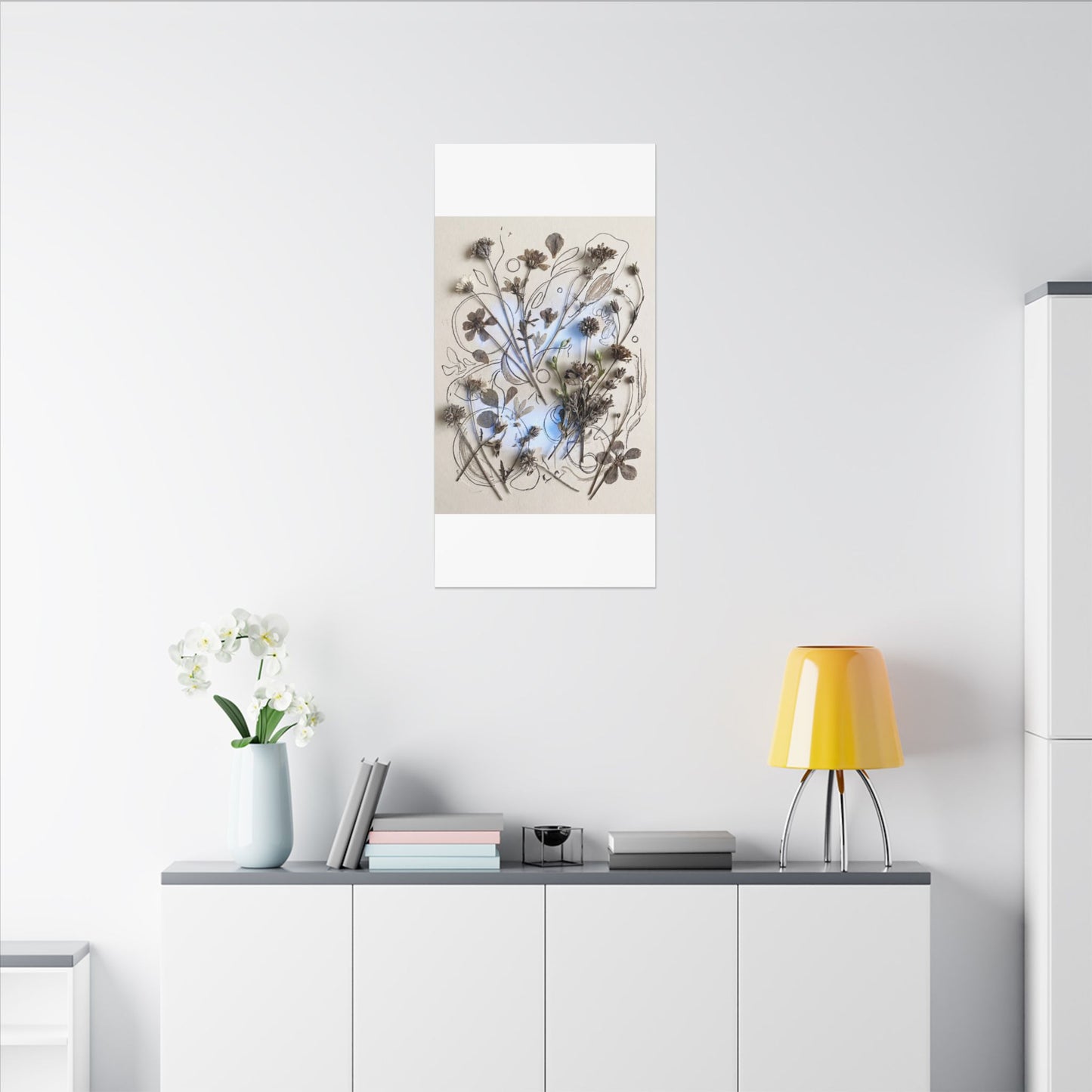Dried Flowers Minimal Line Canvas Art | Elegant Japandi Art