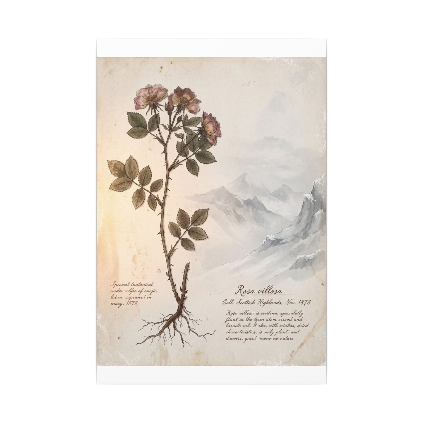 Winter Mountain Mist Herbarium Canvas Art | Earthy Decor