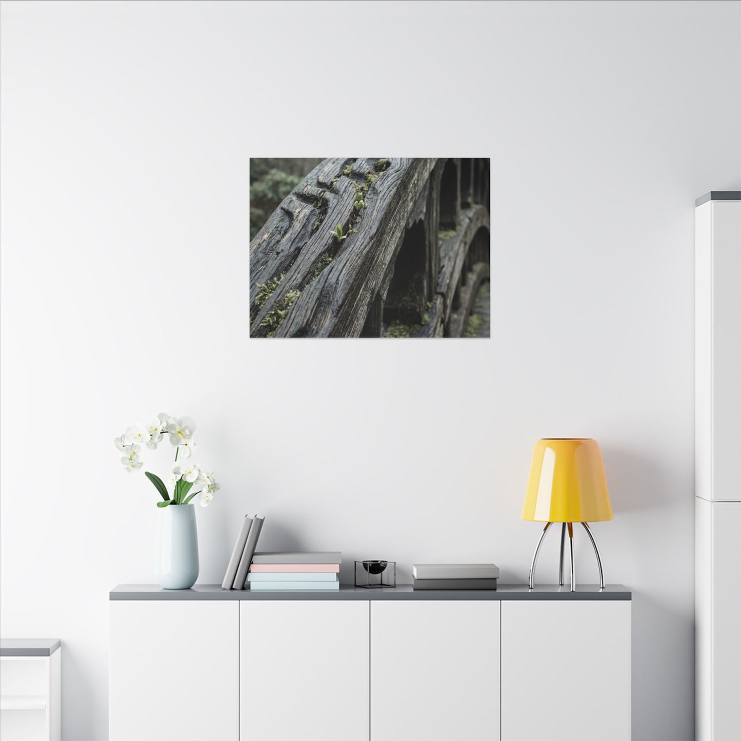 Overcast Wooden Bridge Canvas Art - Japandi Kanso