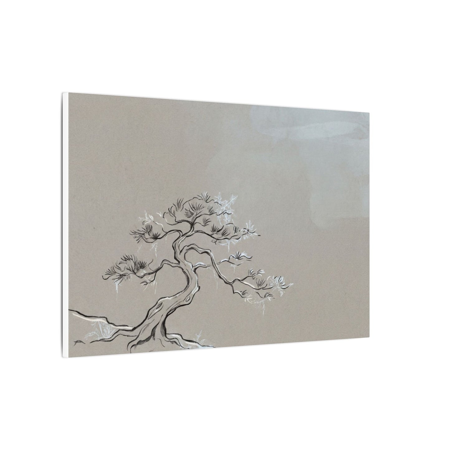 Pine Tree Minimal Line Canvas Art | Warm Japandi Art