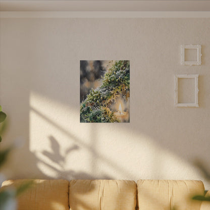 Winter Moss Close Up Watercolor Canvas Art | Neutral Decor