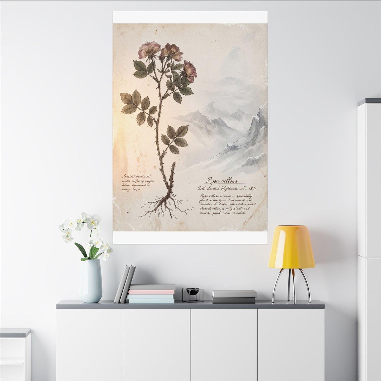 Winter Mountain Mist Herbarium Canvas Art | Earthy Decor