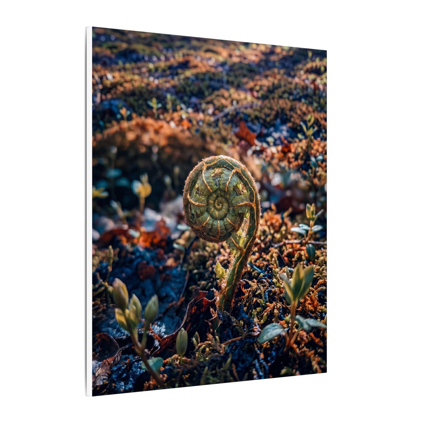 Kintsugi Fern Unfurling in Dappled | Gold Vein Canvas Art