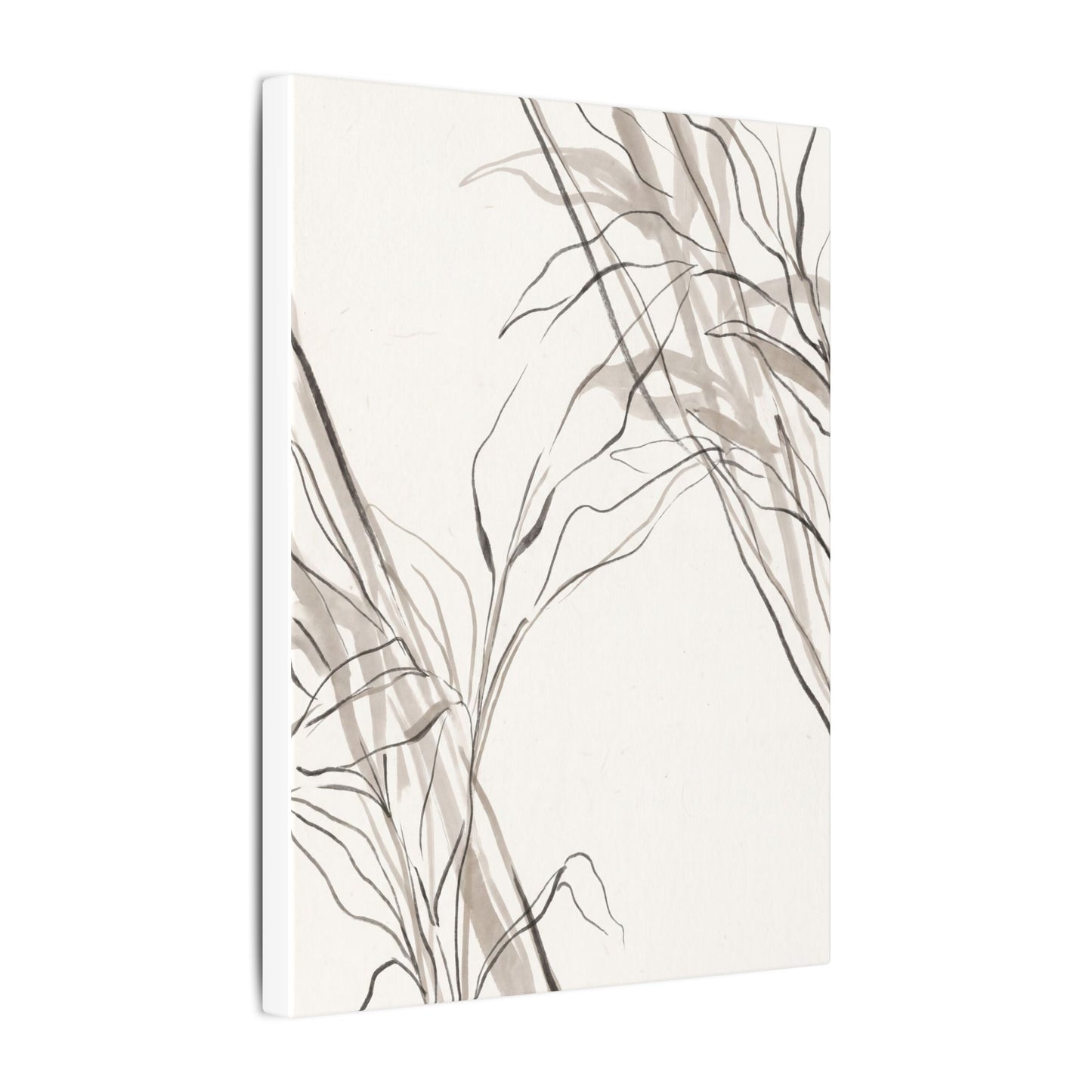 Neutral Shoji Screen Canvas Art - Minimal Line Japandi