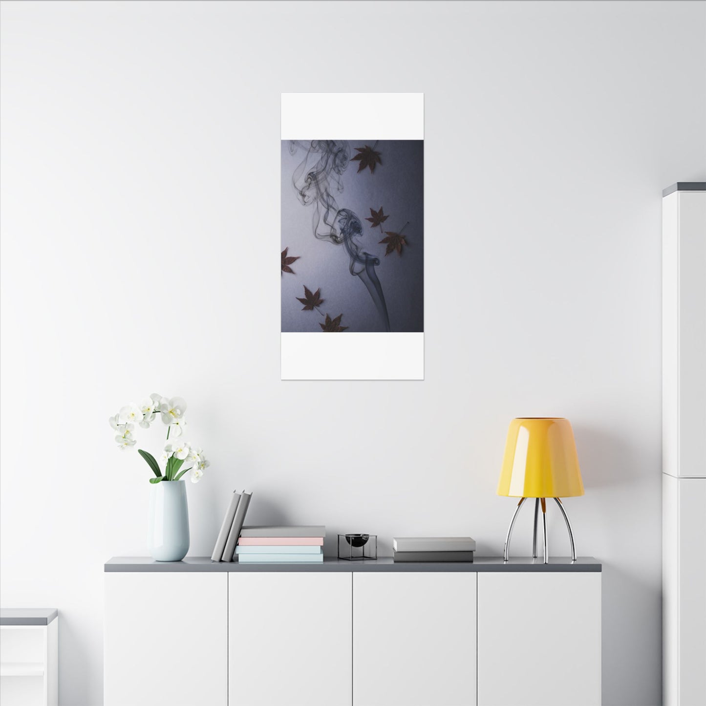 Dark Japandi Incense Smoke in Dawn | Moody Minimal Canvas Art