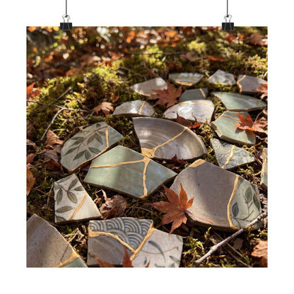Japandi Broken Pottery in Dappled | Japanese Pattern Wall Art Print