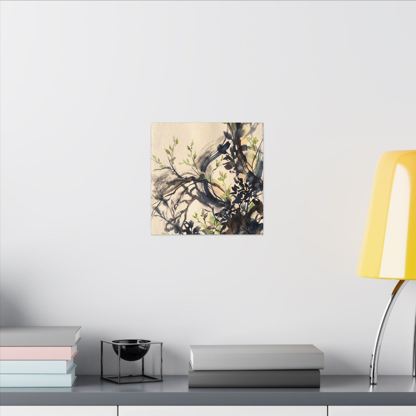 Ma Shadow Play Canvas Art - Dark Japandi Charcoal Ink