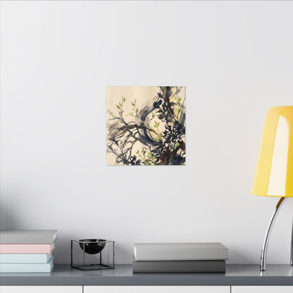 Ma Shadow Play Canvas Art - Dark Japandi Charcoal Ink