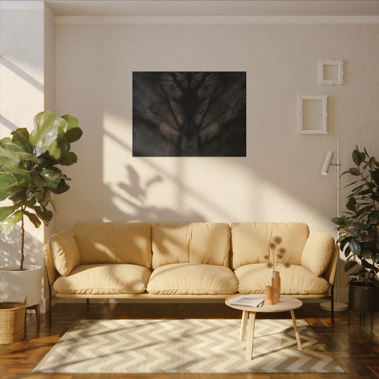 Seijaku Shadow Play Canvas Art - Dark Japandi Charcoal Ink