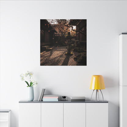 Seijaku Stone Lantern Canvas Art - Dark Japandi Shadow Zen