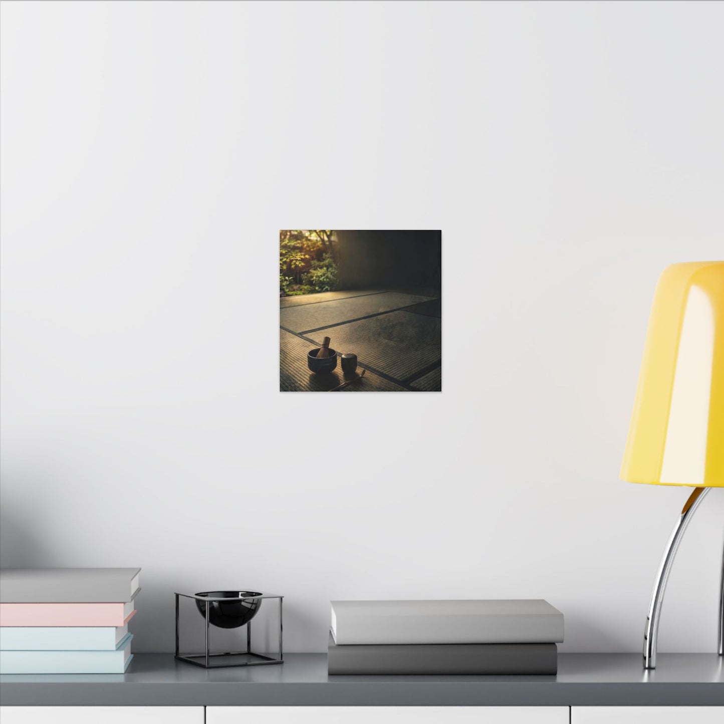Dark Japandi Tea Ceremony in Golden Hour | Dark Texture Canvas Art