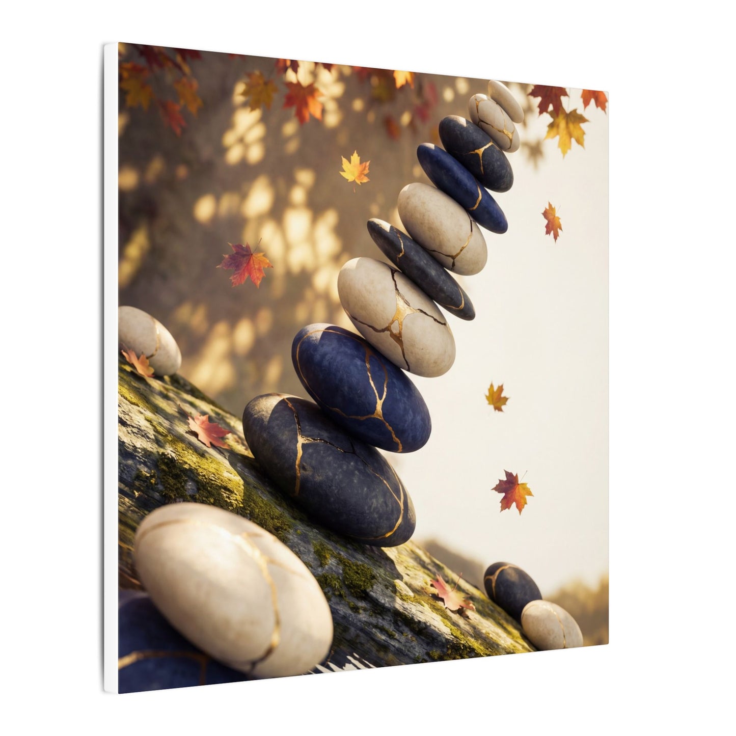 Ma River Stones Canvas Art - Kintsugi Gold Vein