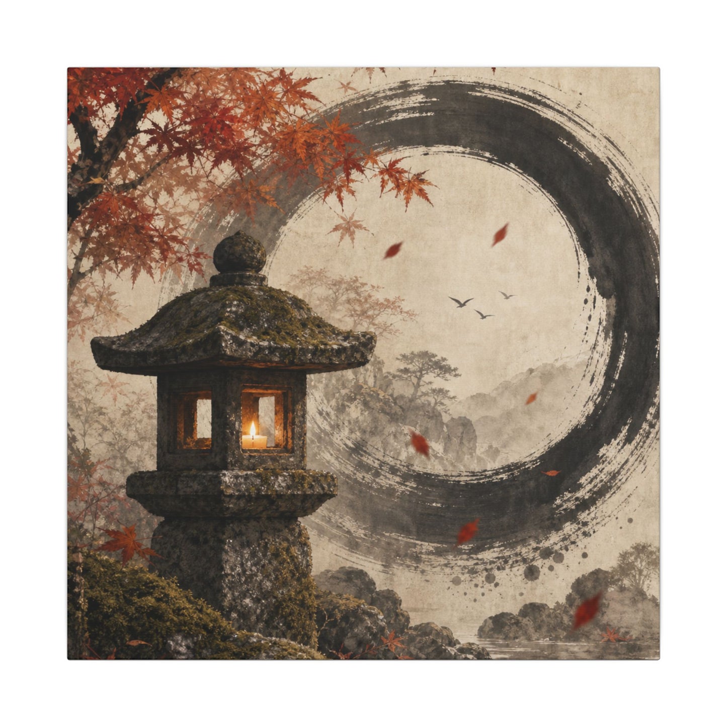 Ma Stone Lantern Canvas Art - Zen Enso