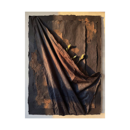 Dark Japandi Silk Drape in Golden Hour | Dark Texture Wall Art Print