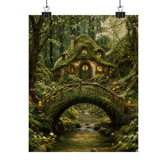 Wooden Bridge Spring Wall Art Print | Cottagecore Rustic Design