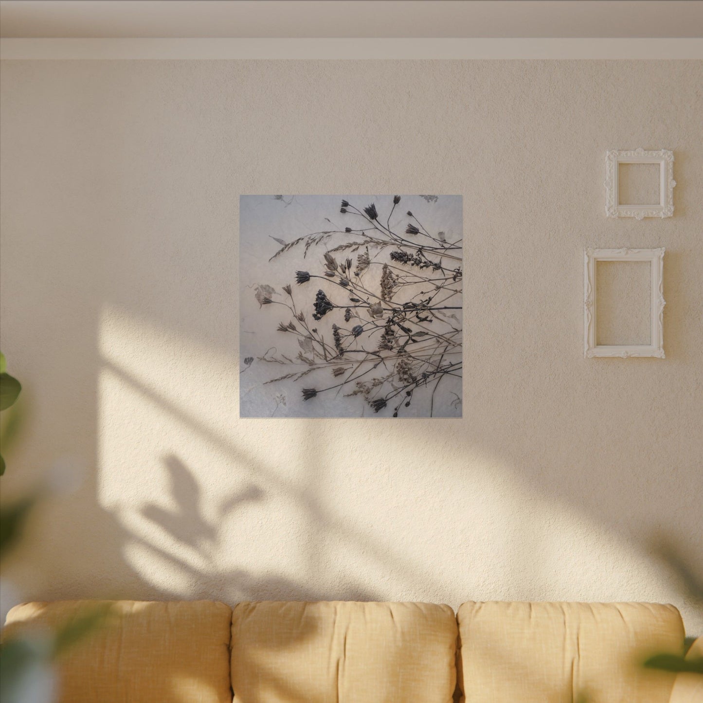 Elegant Dried Flowers Canvas Art - Japanese Pattern Japandi