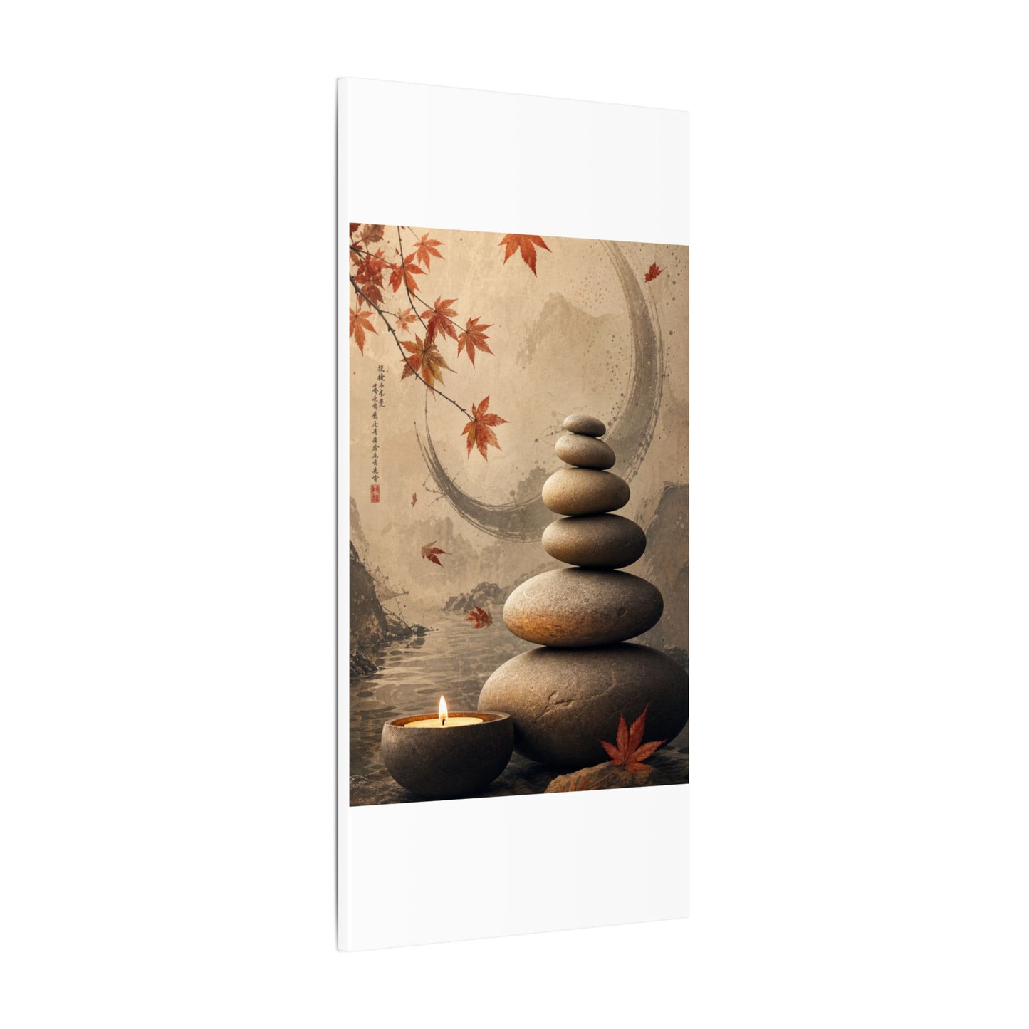 Japandi River Stones in Candlelight | Japanese Pattern Canvas Art