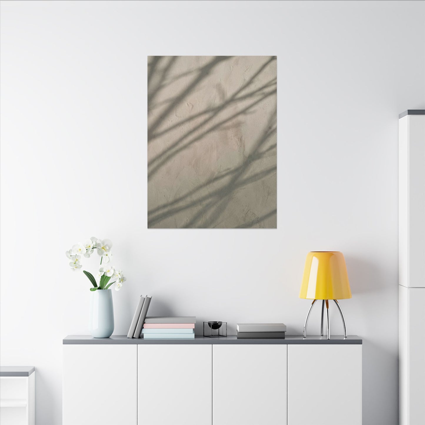 Shadow Play Japanese Pattern Canvas Art | Warm Japandi Art
