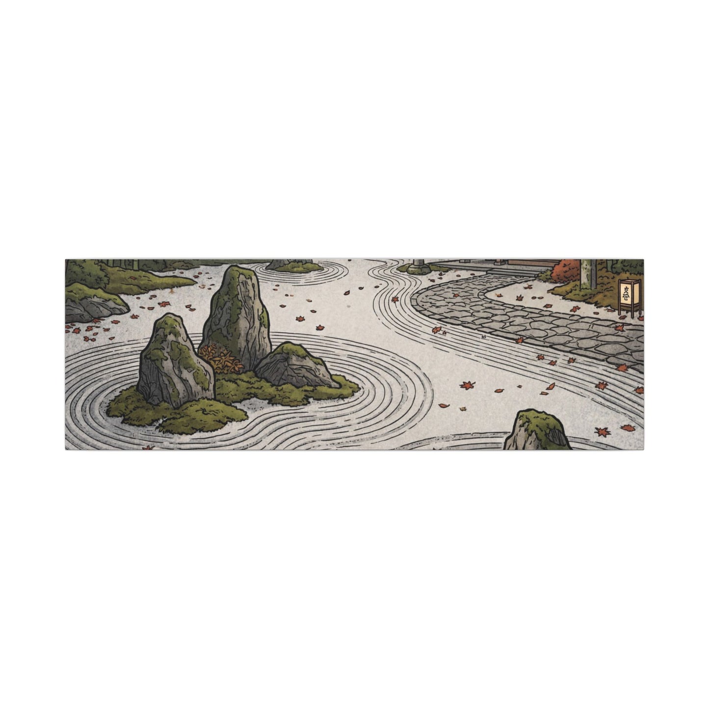Autumn Rock Garden Ukiyo E Inspired Canvas Art | Peaceful Decor