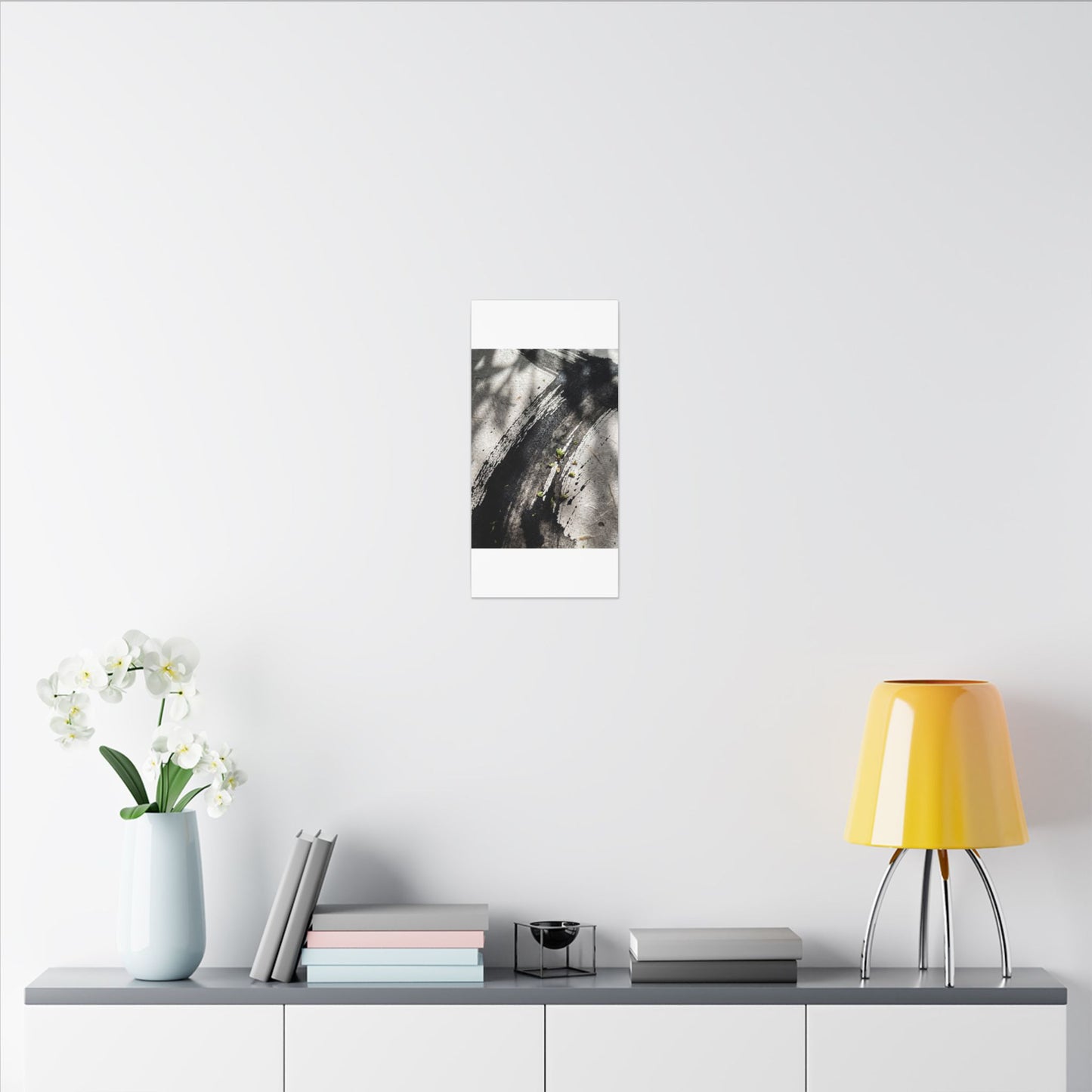 Ink Brushstroke Canvas Art | Spring Dark Japandi Moody Minimal Art