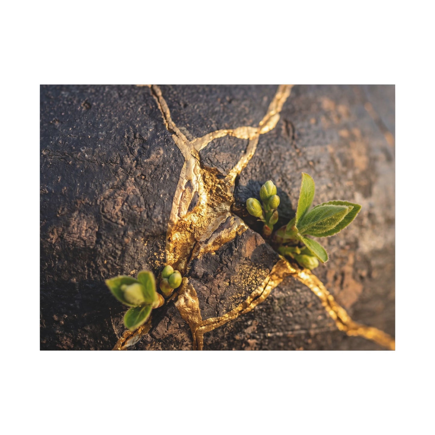 Rust Patina Gold Repair Canvas Art | Resilient Kintsugi Art
