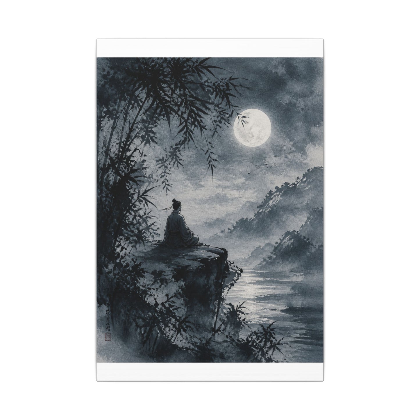 Ink Brushstroke Sumi E Canvas Art | Serene Zen Art