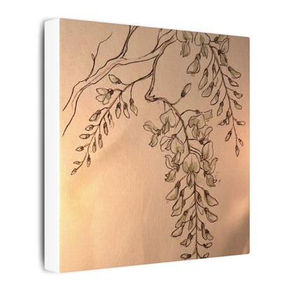 Japandi Wisteria in Candlelight | Minimal Line Canvas Art