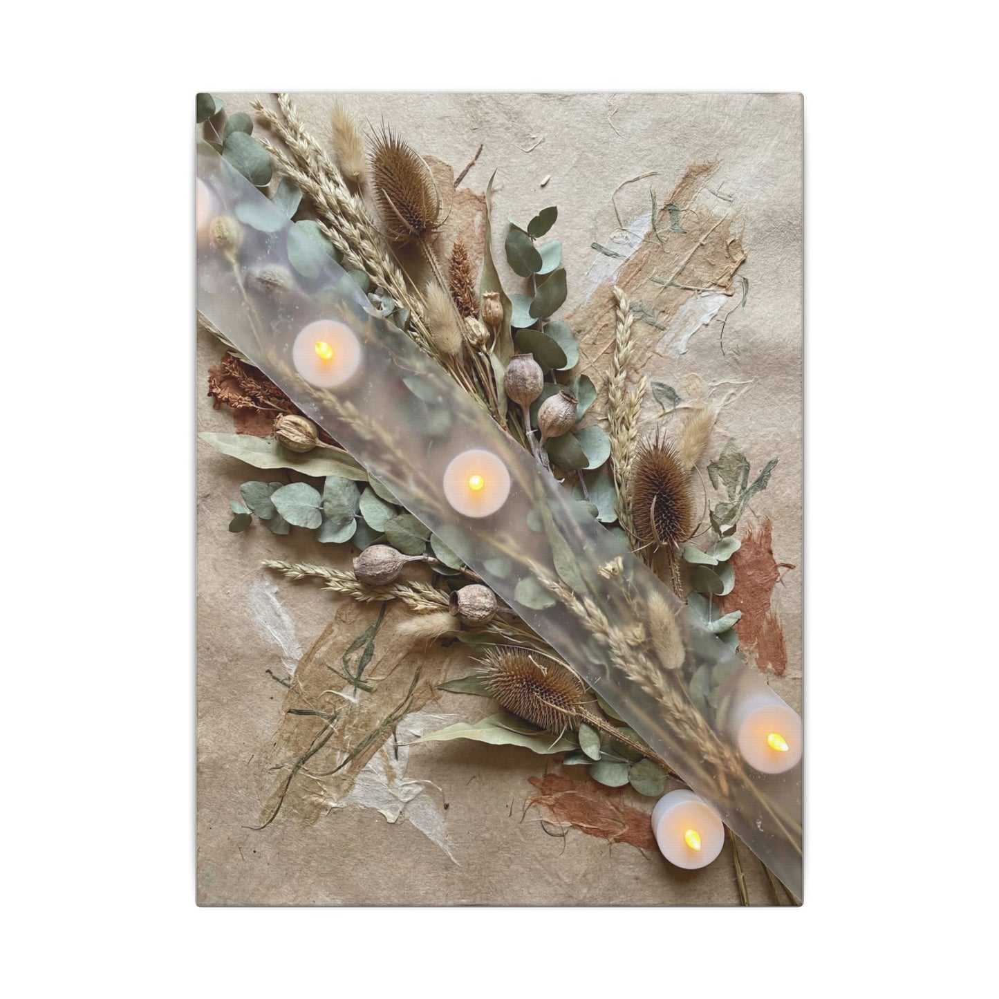Candlelight Dried Flowers Canvas Art - Japandi Kanso