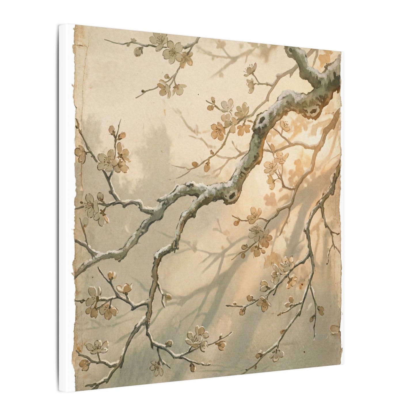 Cherry Blossom Canvas Art | Winter Japandi Japanese Pattern Art