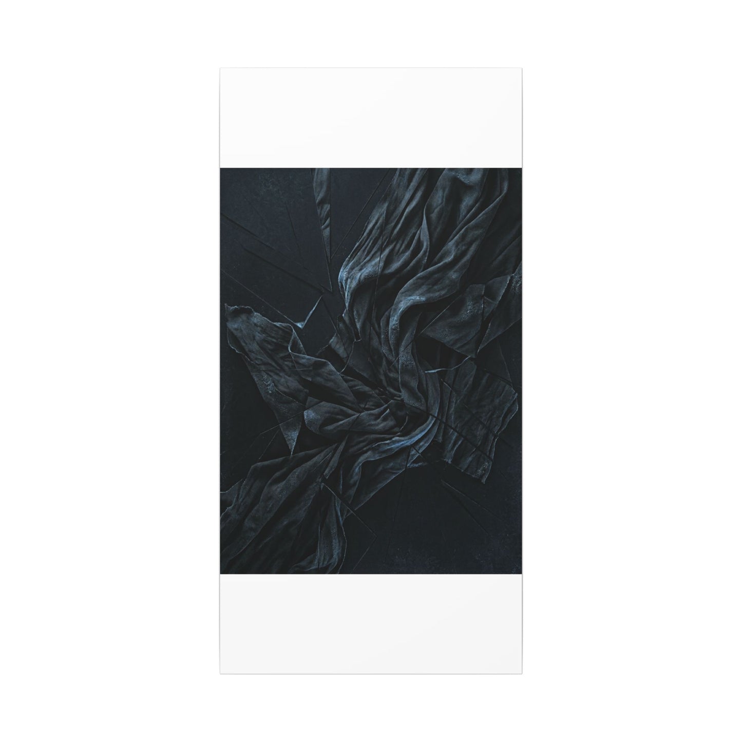 Dark Japandi Silk Drape in Moonlight | Moody Minimal Canvas Art