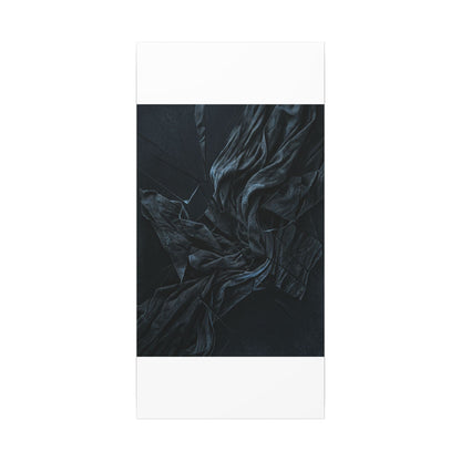 Dark Japandi Silk Drape in Moonlight | Moody Minimal Canvas Art