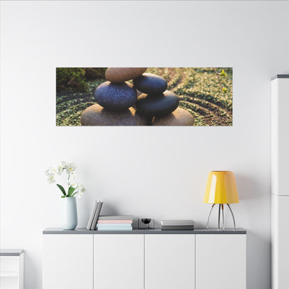 Zen River Stones in Golden Hour | Karesansui Canvas Art