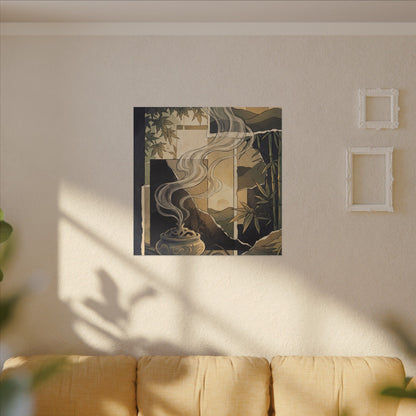 Tranquil Incense Smoke Canvas Art - Ukiyo E Inspired Zen