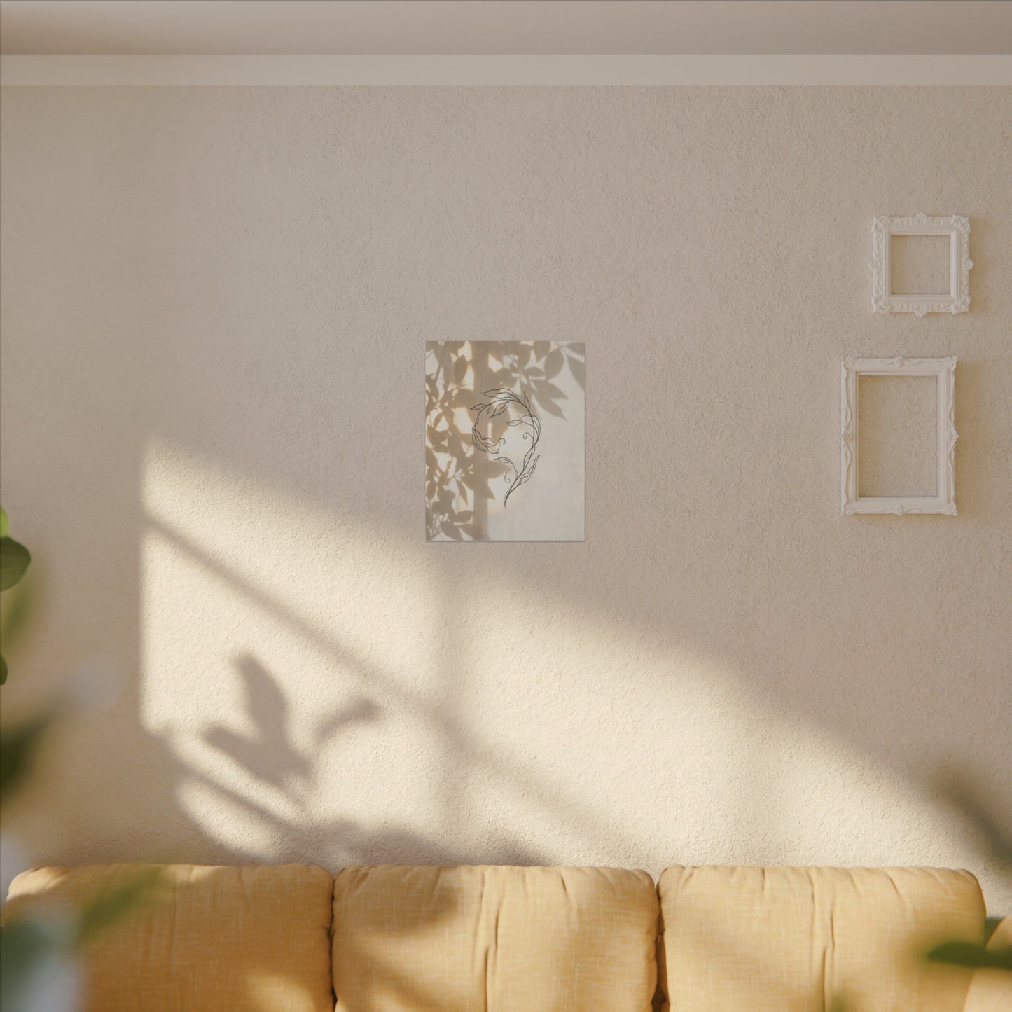 Warm Shoji Screen Canvas Art - Minimal Line Japandi