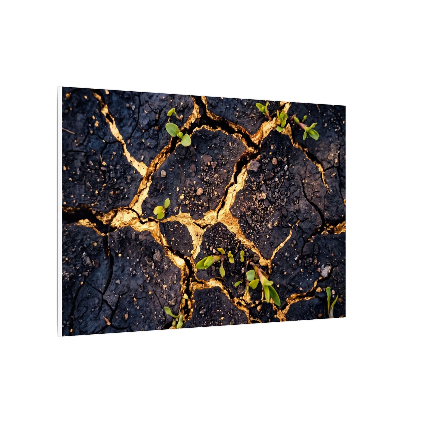 Spring Cracked Earth Crackle Gold Canvas Art | Healing Decor