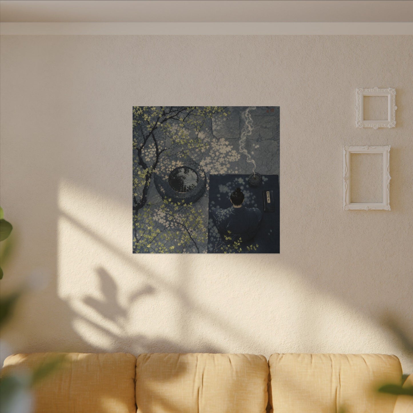 Spring Incense Smoke Ukiyo E Inspired Canvas Art | Tranquil Decor