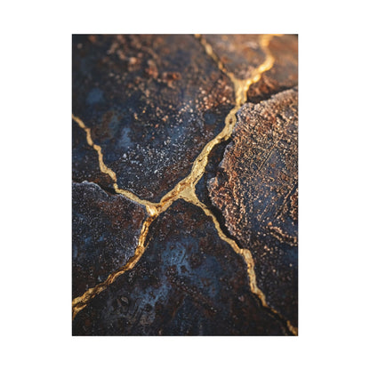 Winter Rust Patina Gold Vein Canvas Art | Resilient Decor