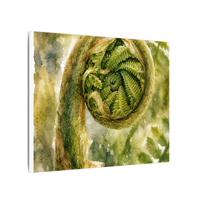 Japandi Fern Unfurling in Dappled | Watercolor Canvas Art