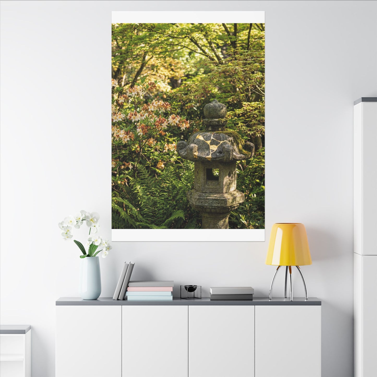 Spring Stone Lantern Gold Repair Canvas Art | Beautiful Decor