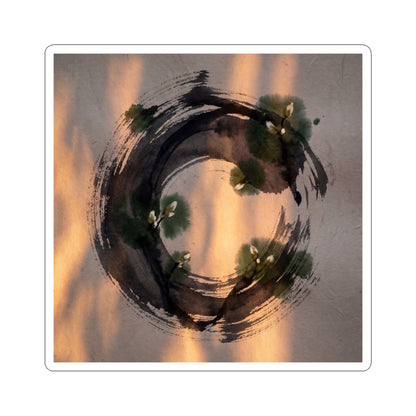 Dark Japandi Ink Brushstroke in Candlelight | Shadow Zen Sticker Art Print