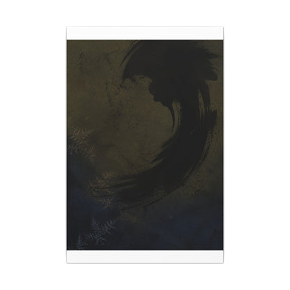 Seijaku Ink Brushstroke Canvas Art - Dark Japandi Moody Minimal