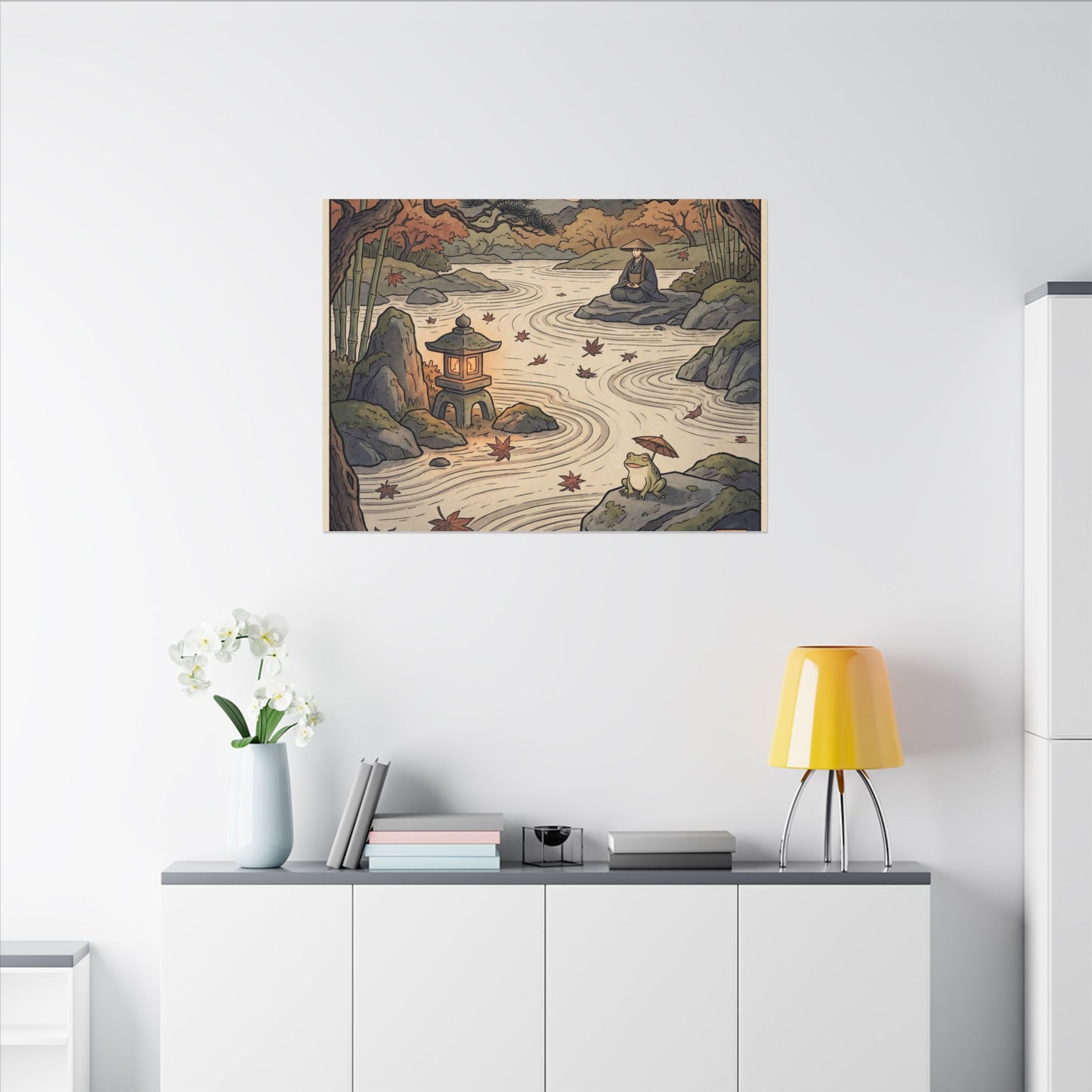 Rock Garden Autumn Canvas Art | Zen Serene Design