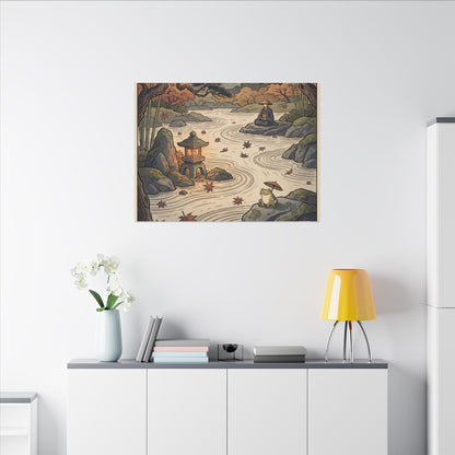 Rock Garden Autumn Canvas Art | Zen Serene Design