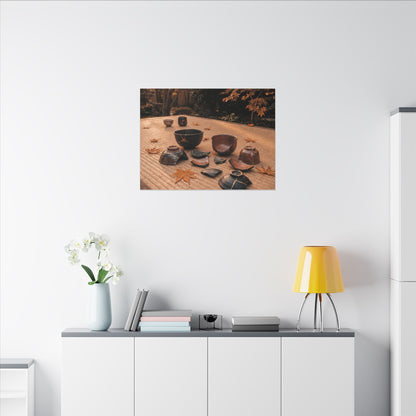 Golden Hour Tea Ceremony Canvas Art - Kintsugi Shibui