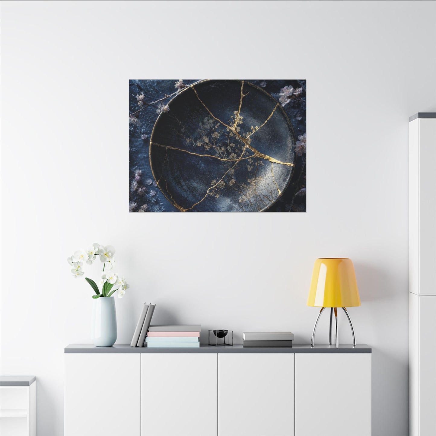 Cherry Blossom Winter Canvas Art | Kintsugi Philosophical Design