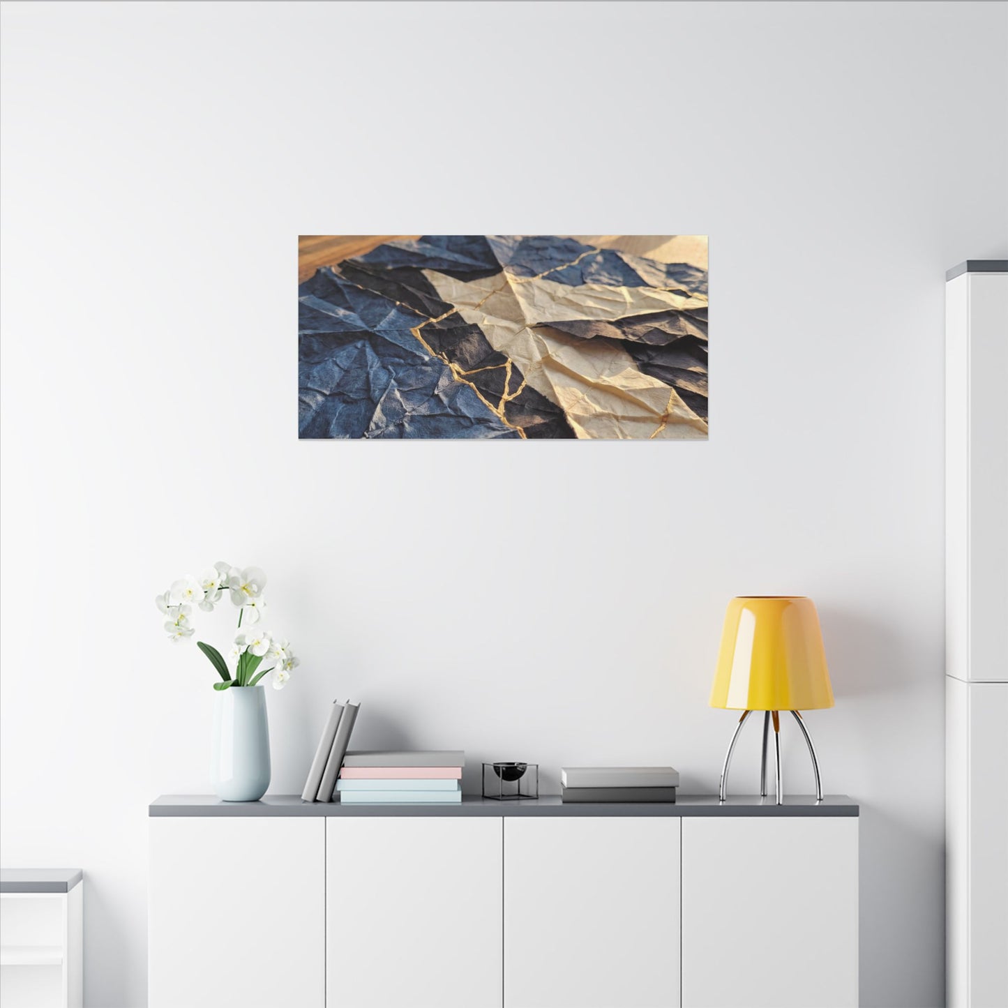 Golden Hour Paper Fold Canvas Art - Kintsugi Ma