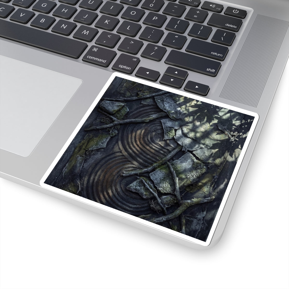 Dark Japandi Rock Garden in Dappled | Dark Texture Sticker Art Print