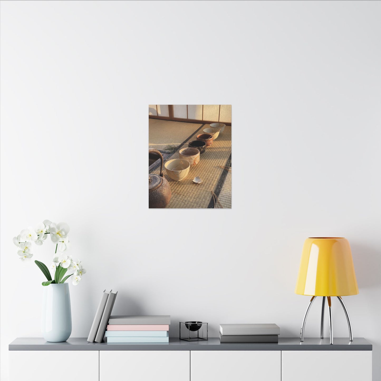 Kintsugi Tea Ceremony in Golden Hour | Gold Repair Canvas Art